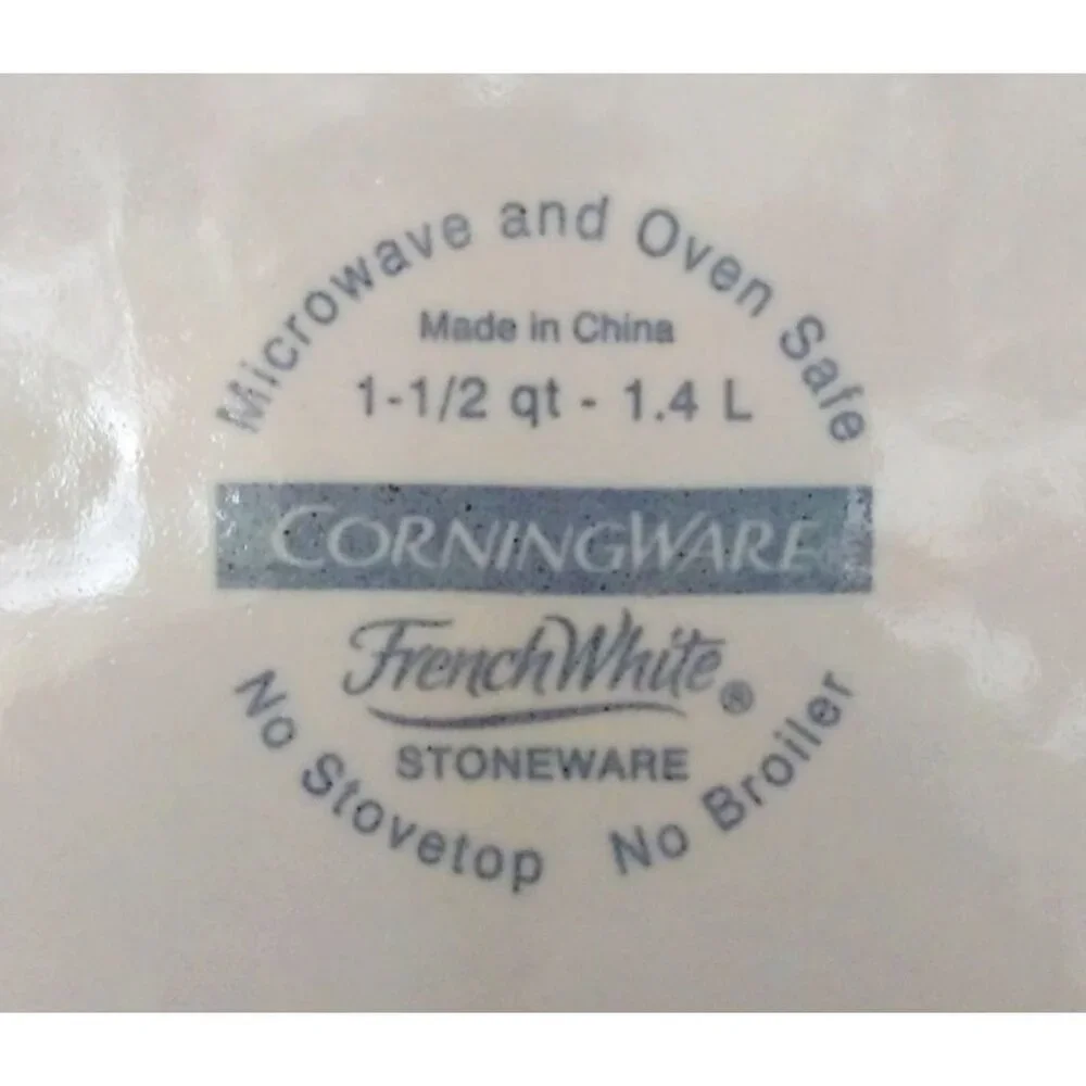 Corningware Round French White Stoneware Casserole Dish 1.4 Liter, Instant Pot